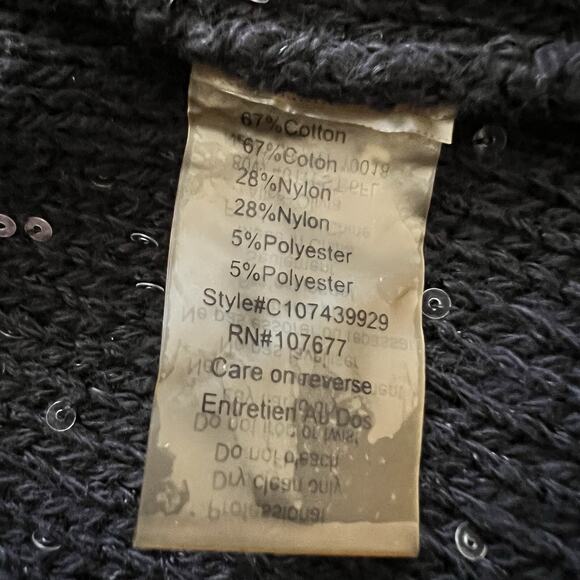 Alice + Olivia Cardigan Sweater Womens Small Black Sequin Open Front Vest Draped - Picture 7 of 10